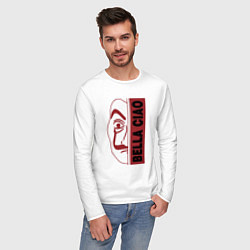 Лонгслив хлопковый мужской Bella ciao - money heist, цвет: белый — фото 2