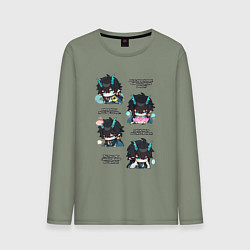 Лонгслив хлопковый мужской Дань Хэн фразы, цвет: авокадо