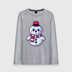 Лонгслив хлопковый мужской Милый снеговик, цвет: меланж