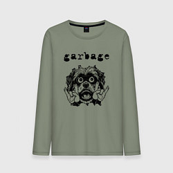 Лонгслив хлопковый мужской Garbage - rock dog, цвет: авокадо
