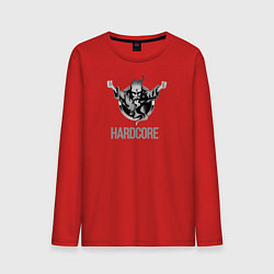 Лонгслив хлопковый мужской Hardcore will never die, цвет: красный