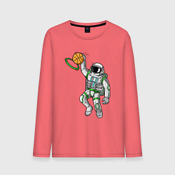Лонгслив хлопковый мужской Космический баскет, цвет: коралловый