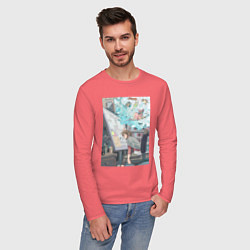 Лонгслив хлопковый мужской Будни дизайнера, цвет: коралловый — фото 2
