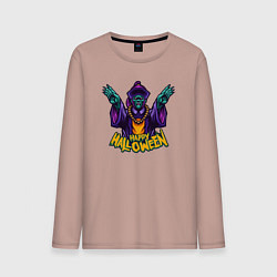 Лонгслив хлопковый мужской Magic halloween, цвет: пыльно-розовый
