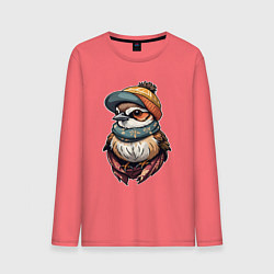 Лонгслив хлопковый мужской Модный воробей, цвет: коралловый