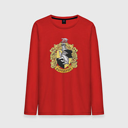 Лонгслив хлопковый мужской Hufflepuff факультет университета Хогвартс с барсу, цвет: красный