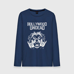 Лонгслив хлопковый мужской Hollywood Undead rock dog, цвет: тёмно-синий