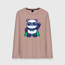 Лонгслив хлопковый мужской Панда в плаще, цвет: пыльно-розовый