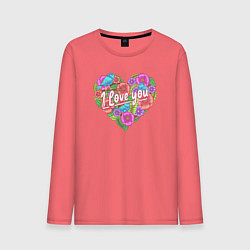 Лонгслив хлопковый мужской Love flowers, цвет: коралловый