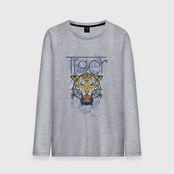 Лонгслив хлопковый мужской Тигр и рок н ролл, цвет: меланж