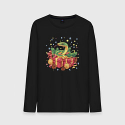 Лонгслив хлопковый мужской Змея и подарки, цвет: черный