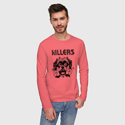 Лонгслив хлопковый мужской The Killers - rock dog, цвет: коралловый — фото 2