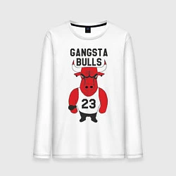 Лонгслив хлопковый мужской Gangsta Bulls 23, цвет: белый