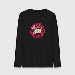 Лонгслив хлопковый мужской Merry christmas - Genshin Impact, цвет: черный