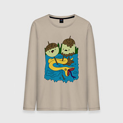 Лонгслив хлопковый мужской Футболка Принцессы Жвачка, цвет: миндальный