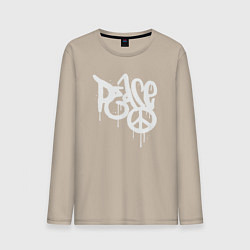 Лонгслив хлопковый мужской Peace graffiti, цвет: миндальный