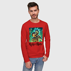 Лонгслив хлопковый мужской Rick and Morty - horror, цвет: красный — фото 2