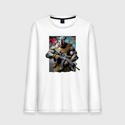 Лонгслив хлопковый мужской Cool rhino - special forces, цвет: белый