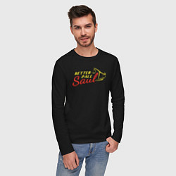 Лонгслив хлопковый мужской Better call Saul logo, цвет: черный — фото 2