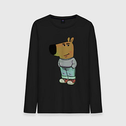 Лонгслив хлопковый мужской Чиловый парень, цвет: черный