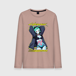 Лонгслив хлопковый мужской Сyberpunk rebecca, цвет: пыльно-розовый