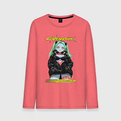 Лонгслив хлопковый мужской Cyberpunk edge runners - rebecca, цвет: коралловый