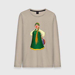 Лонгслив хлопковый мужской Баба, цвет: миндальный