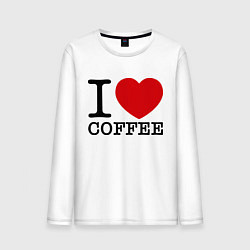 Лонгслив хлопковый мужской I love coffee, цвет: белый