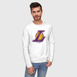 Лонгслив хлопковый мужской Lakers team, цвет: белый — фото 2