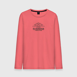 Лонгслив хлопковый мужской Без труда не вытащишь и рыбку - черная надпись, цвет: коралловый