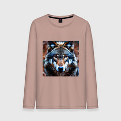 Лонгслив хлопковый мужской Взгляд серого волка, цвет: пыльно-розовый