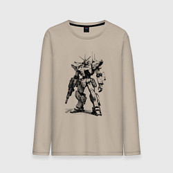 Лонгслив хлопковый мужской Боевой бот, цвет: миндальный
