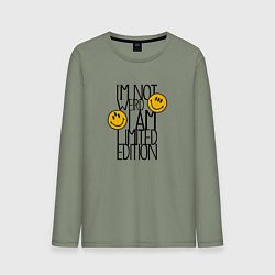Лонгслив хлопковый мужской Я не странный, цвет: авокадо