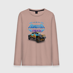 Лонгслив хлопковый мужской Monster truck, цвет: пыльно-розовый