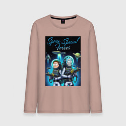 Лонгслив хлопковый мужской Rick and Morty - space special forces, цвет: пыльно-розовый