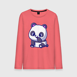 Лонгслив хлопковый мужской Миленькая панда, цвет: коралловый
