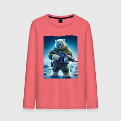 Лонгслив хлопковый мужской Polar bear - special forces, цвет: коралловый
