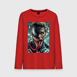 Лонгслив хлопковый мужской Venom and Eddie - ai art fantasy, цвет: красный
