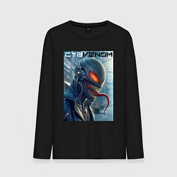 Лонгслив хлопковый мужской Перерождение ядовитой слизи в киберпанк - Веном, цвет: черный