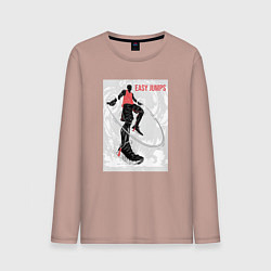 Лонгслив хлопковый мужской Easy jumps and live, цвет: пыльно-розовый