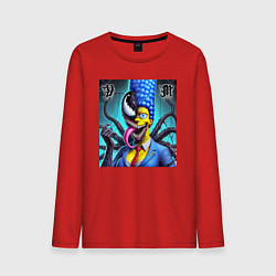 Лонгслив хлопковый мужской Веном вселился в Мардж Симпсон - прикол, цвет: красный