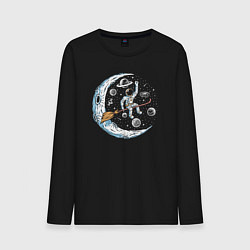 Лонгслив хлопковый мужской Полёт на метле, цвет: черный