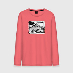 Лонгслив хлопковый мужской Туры на природе, цвет: коралловый