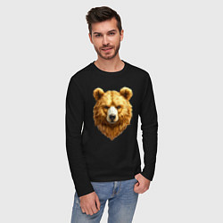 Лонгслив хлопковый мужской Золотой медведь, цвет: черный — фото 2