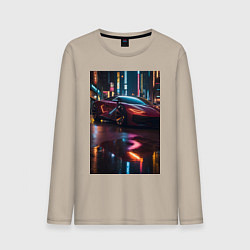 Мужской лонгслив Суперкар и неон