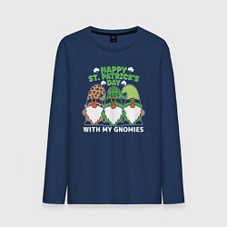 Лонгслив хлопковый мужской Happy St Patricks day - dwarves, цвет: тёмно-синий