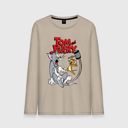 Лонгслив хлопковый мужской Том и Джерри - кувалда, цвет: миндальный