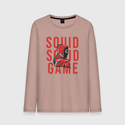 Лонгслив хлопковый мужской Squid squid game, цвет: пыльно-розовый