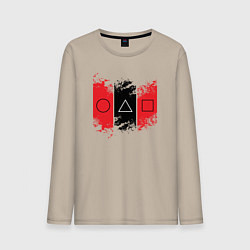 Лонгслив хлопковый мужской Squid game logos, цвет: миндальный