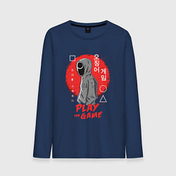 Лонгслив хлопковый мужской Play the game, цвет: тёмно-синий